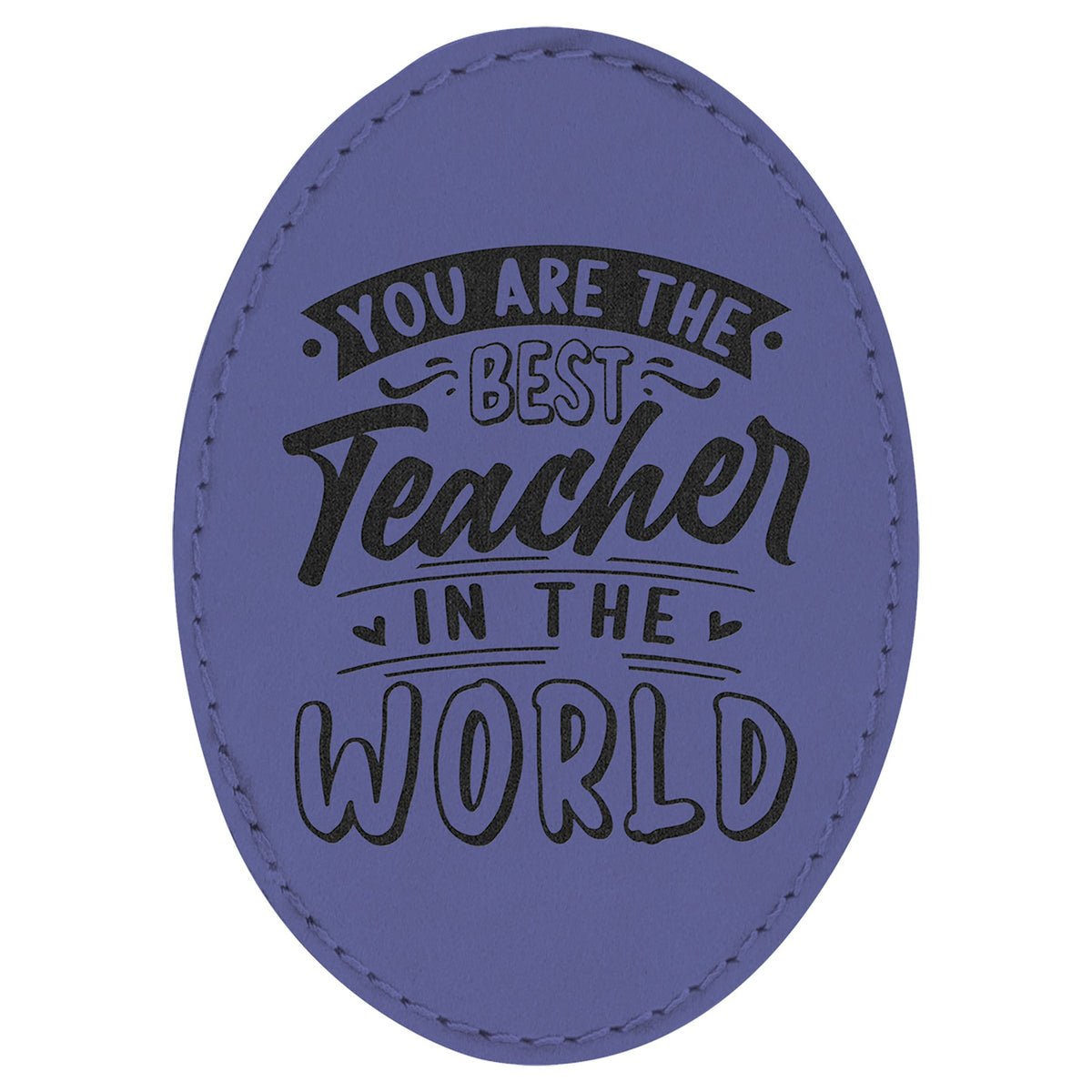 Engraved Oval Leatherette Patch with Adhesive - Purple / 3 1/2 x 2 1/2 in