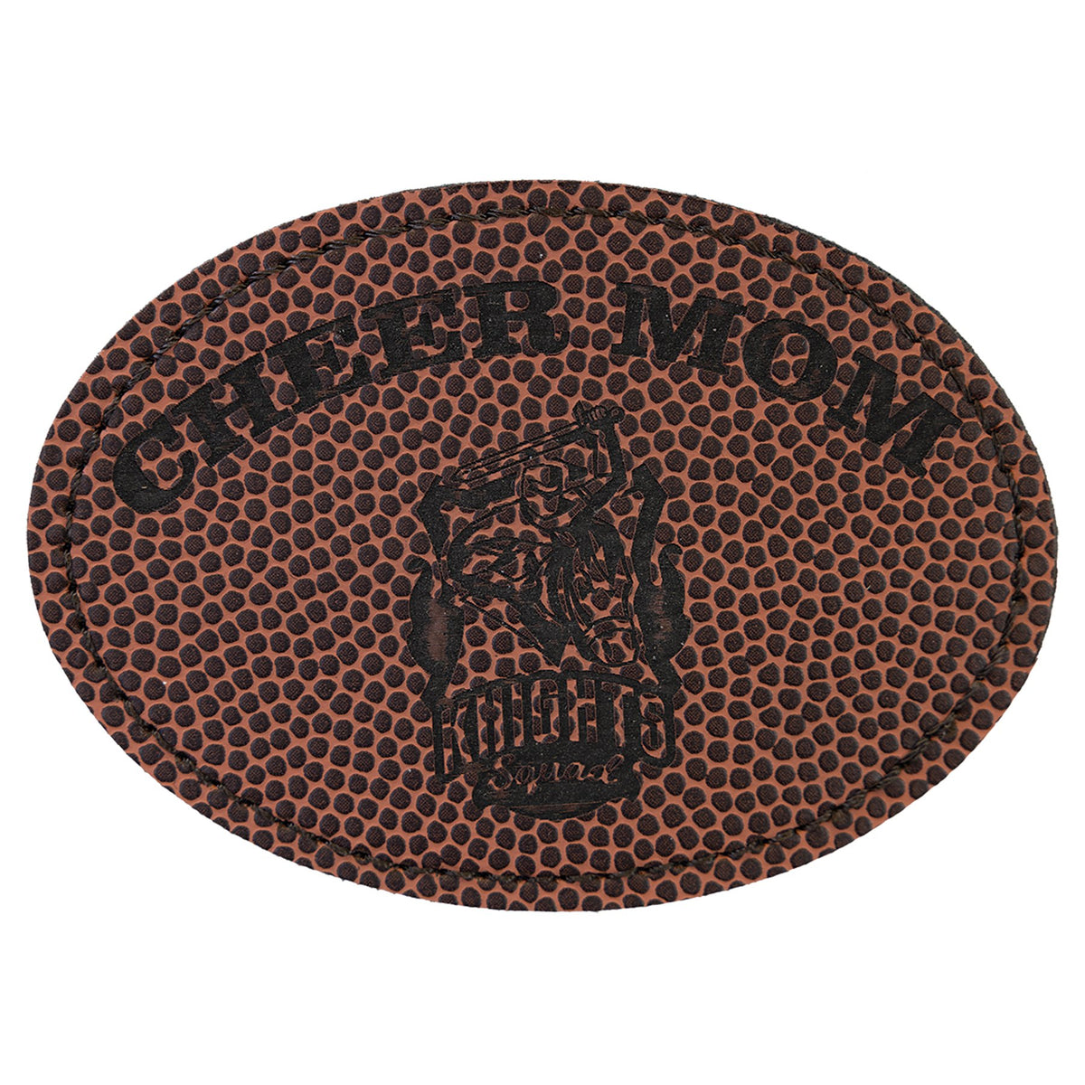 Engraved Football Oval Leatherette Patch with Adhesive - 3 1/2 x 2 1/2 in