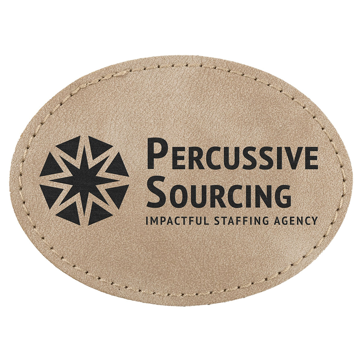 Engraved Creekside Oval Leatherette Patch with Kota Pro Adhesive - Light Tan / 3 1/2 x 2 1/2 in