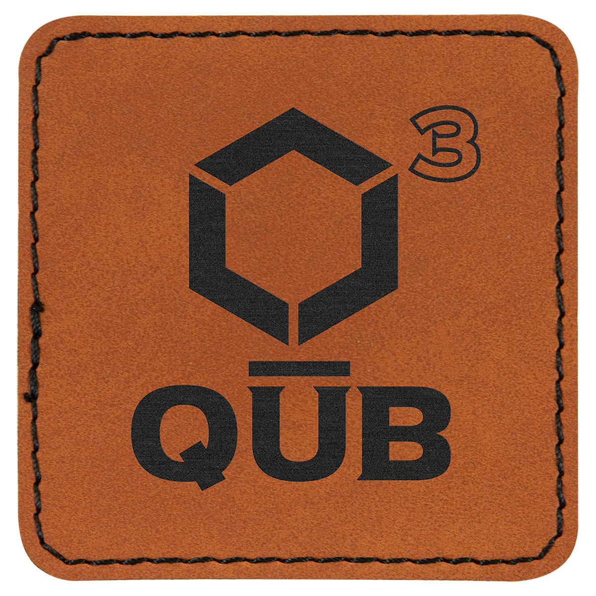 Engraved Square Leatherette Patch with Adhesive - Rawhide / 2 1/2 x 2 1/2 in