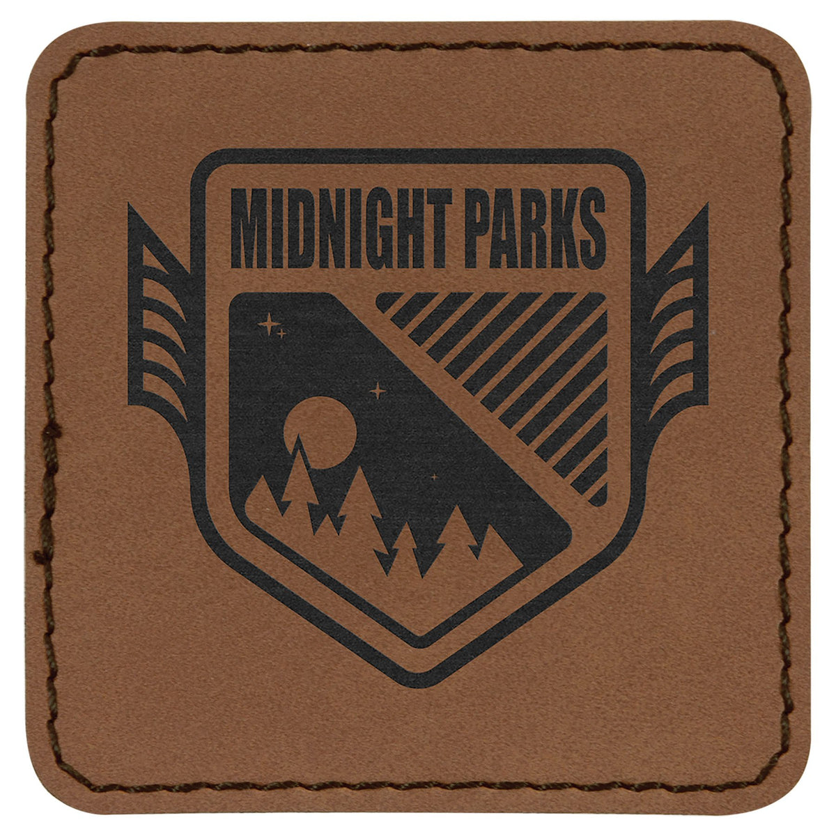 Engraved Square Leatherette Patch with Adhesive - Dark Brown / 2 1/2 x 2 1/2 in