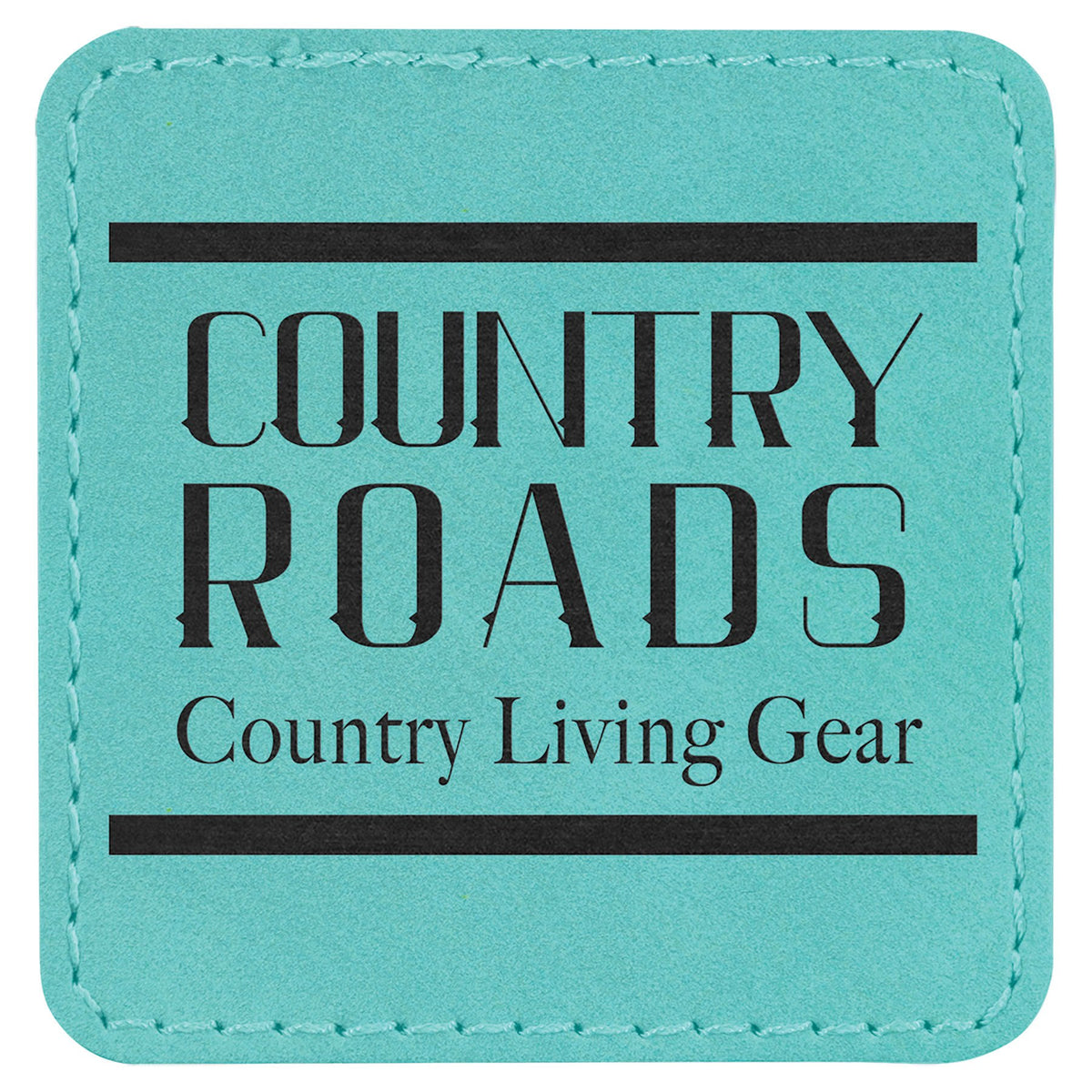 Engraved Square Leatherette Patch with Adhesive - Teal / 2 1/2 x 2 1/2 in