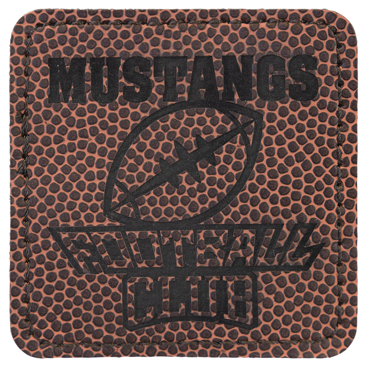 Engraved Football Square Leatherette Patch with Adhesive - 2 1/2 x 2 1/2 in
