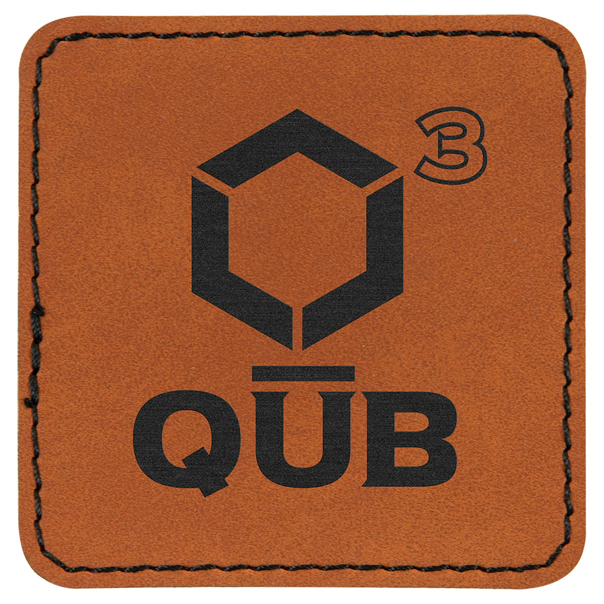 Engraved Square Leatherette Patch with Kota Pro Adhesive - Rawhide / 2 1/2 x 2 1/2 in