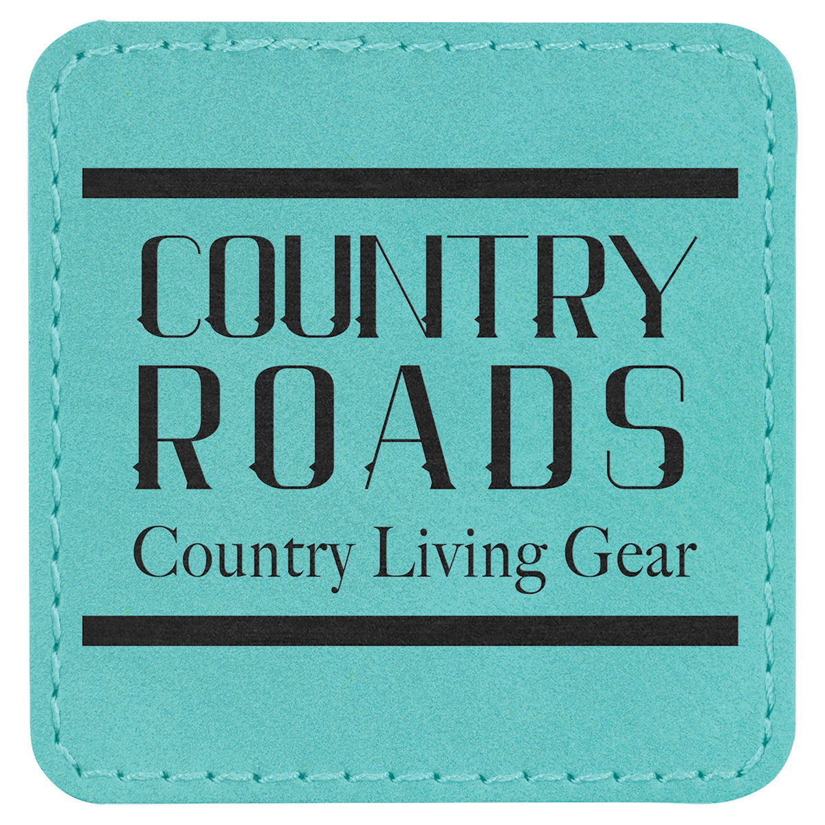 Engraved Square Leatherette Patch with Kota Pro Adhesive - Teal / 2 1/2 x 2 1/2 in