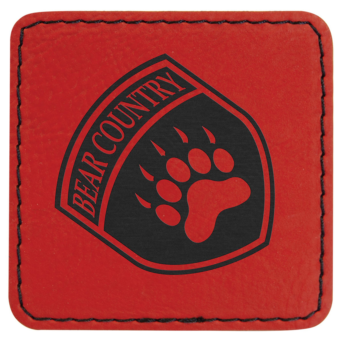 Engraved Square Leatherette Patch with Kota Pro Adhesive - Red / 2 1/2 x 2 1/2 in