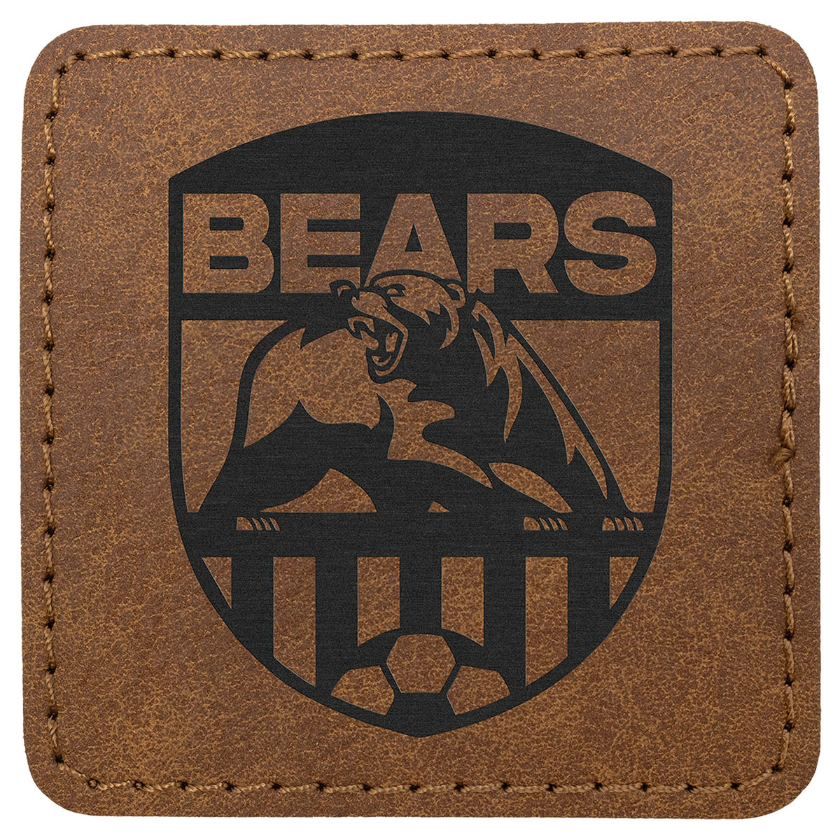 Engraved Creekside Square Leatherette Patch with Kota Pro Adhesive - Dark Brown / 2 1/2 x 2 1/2 in