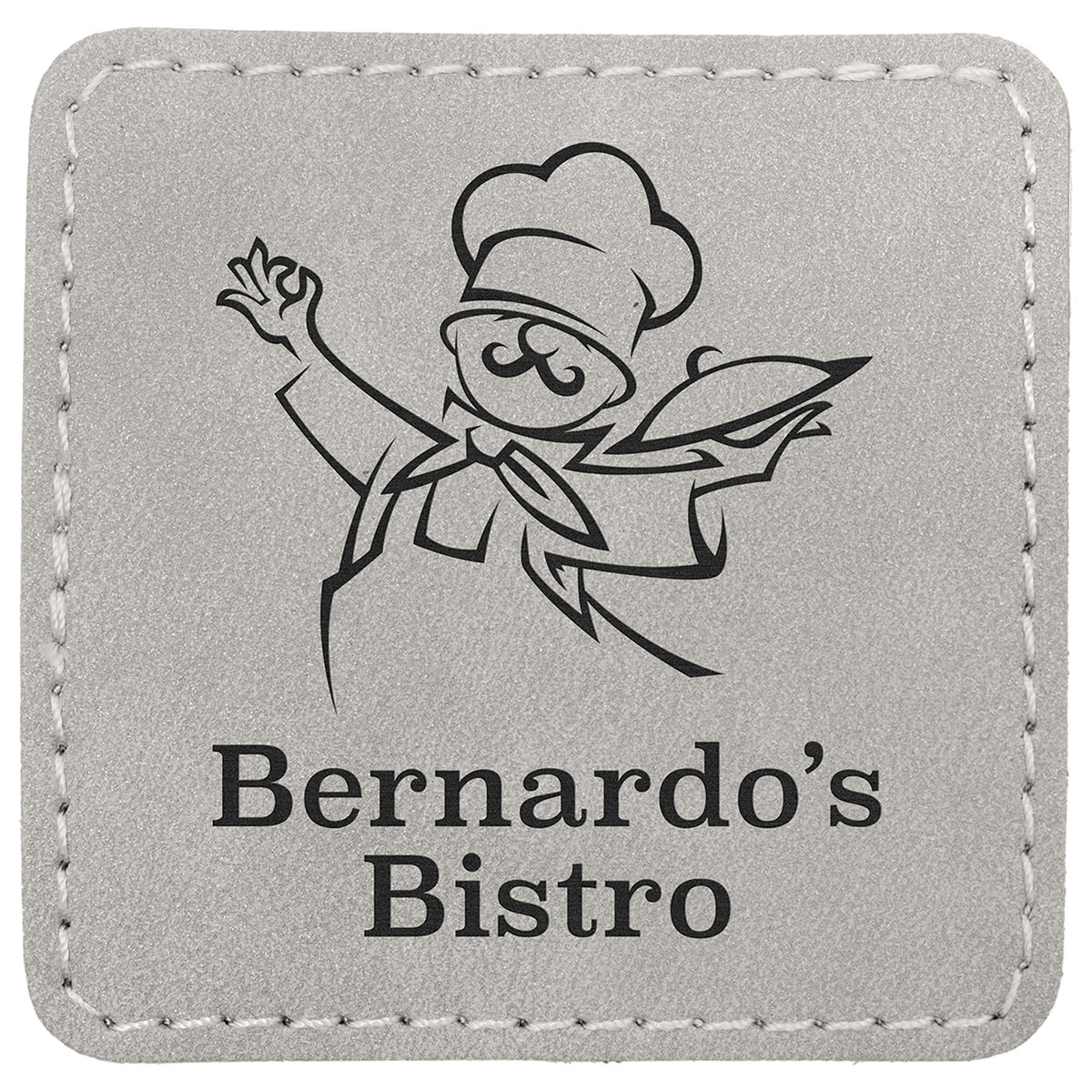 Engraved Creekside Square Leatherette Patch with Kota Pro Adhesive - Light Gray / 2 1/2 x 2 1/2 in