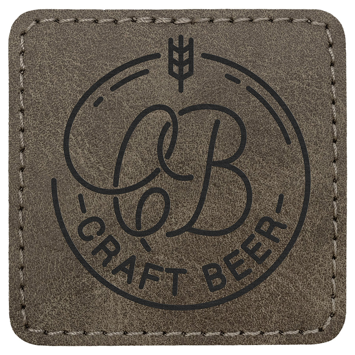 Engraved Creekside Square Leatherette Patch with Kota Pro Adhesive - Dark Gray / 2 1/2 x 2 1/2 in