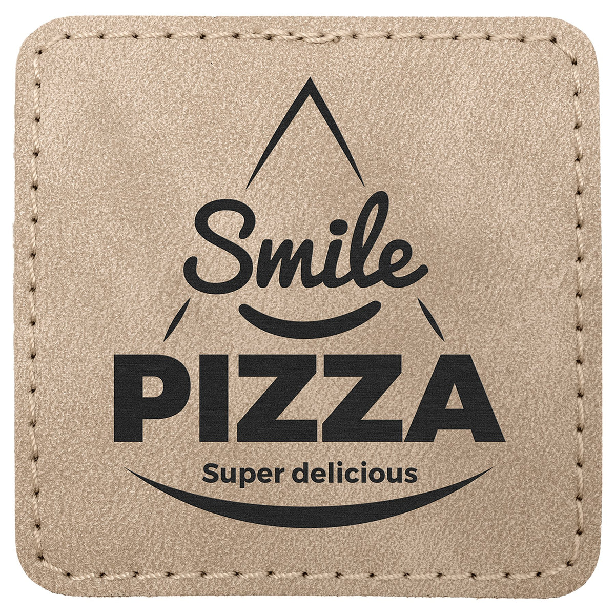 Engraved Creekside Square Leatherette Patch with Kota Pro Adhesive - Light Tan / 2 1/2 x 2 1/2 in