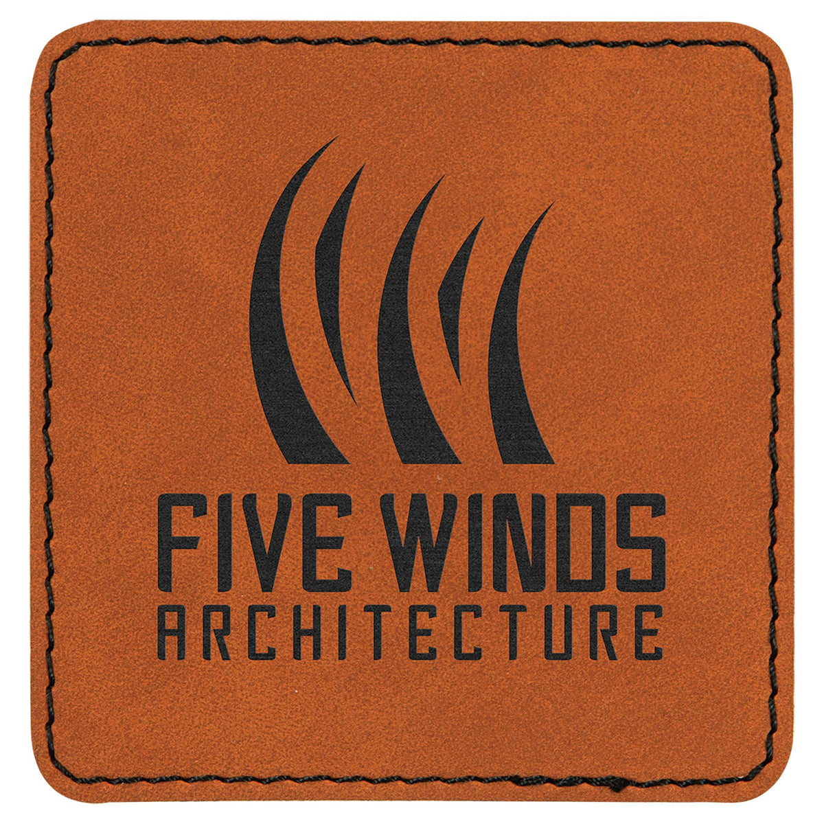 Engraved Square Leatherette Patch with Adhesive - Rawhide / 3 x 3 in