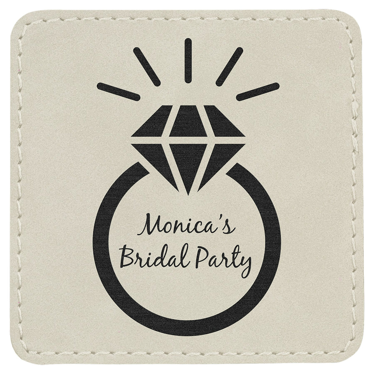 Engraved Square Leatherette Patch with Adhesive - White / 3 x 3 in