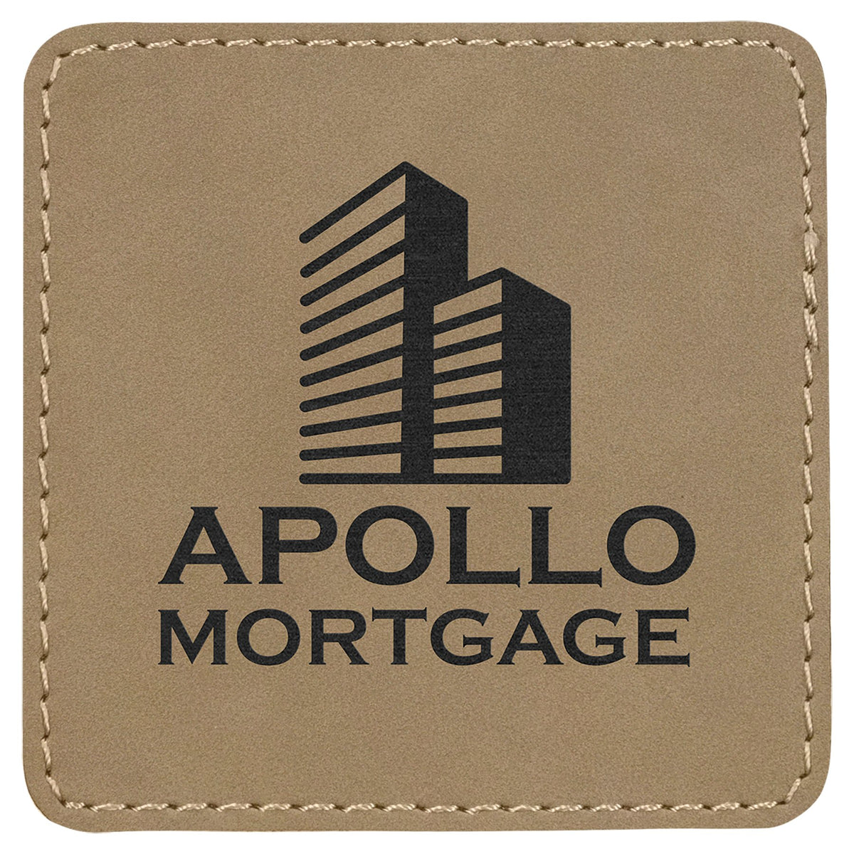 Engraved Square Leatherette Patch with Kota Pro Adhesive - Light Brown / 3 x 3 in