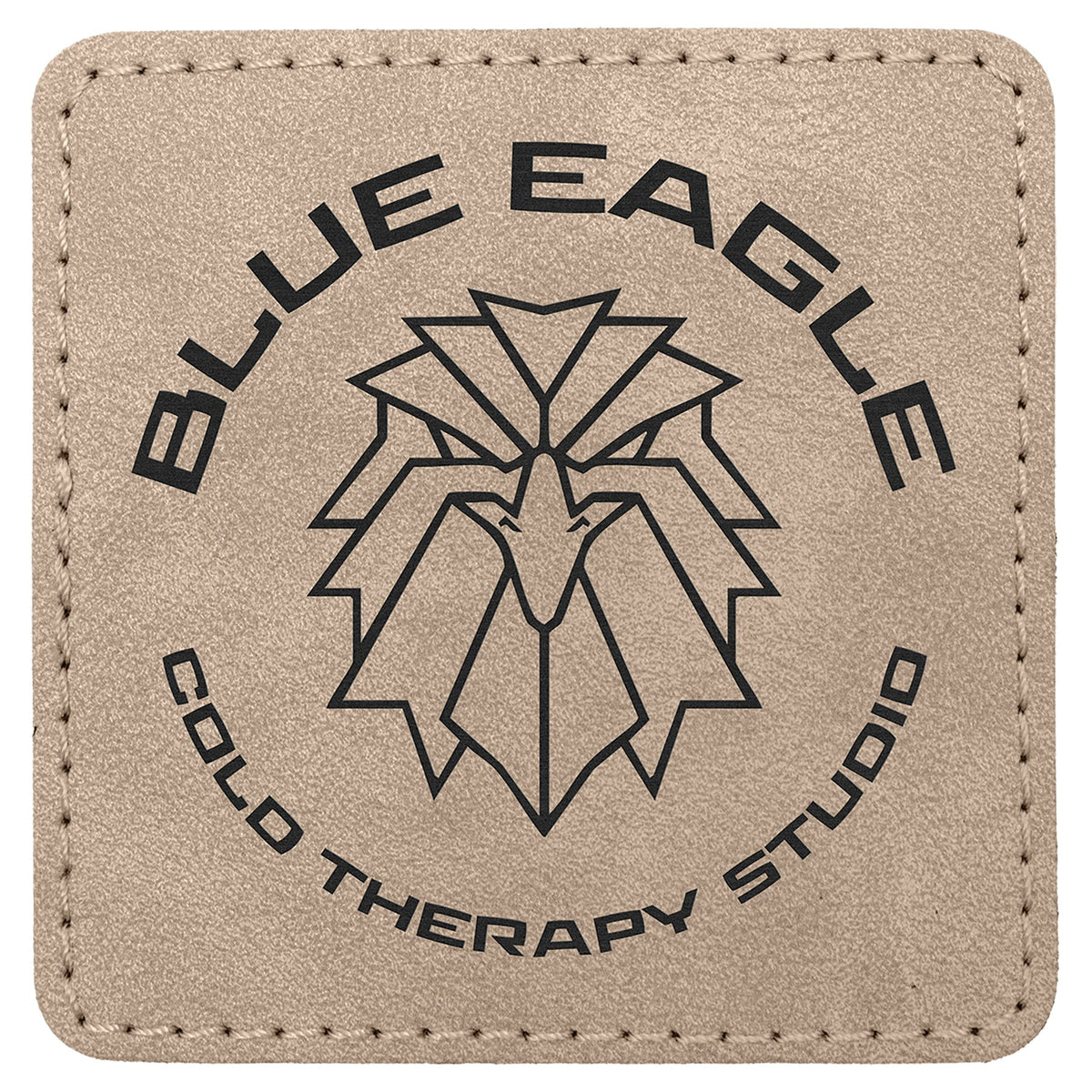 Engraved Creekside Square Leatherette Patch with Kota Pro Adhesive - Light Tan / 3 x 3 in