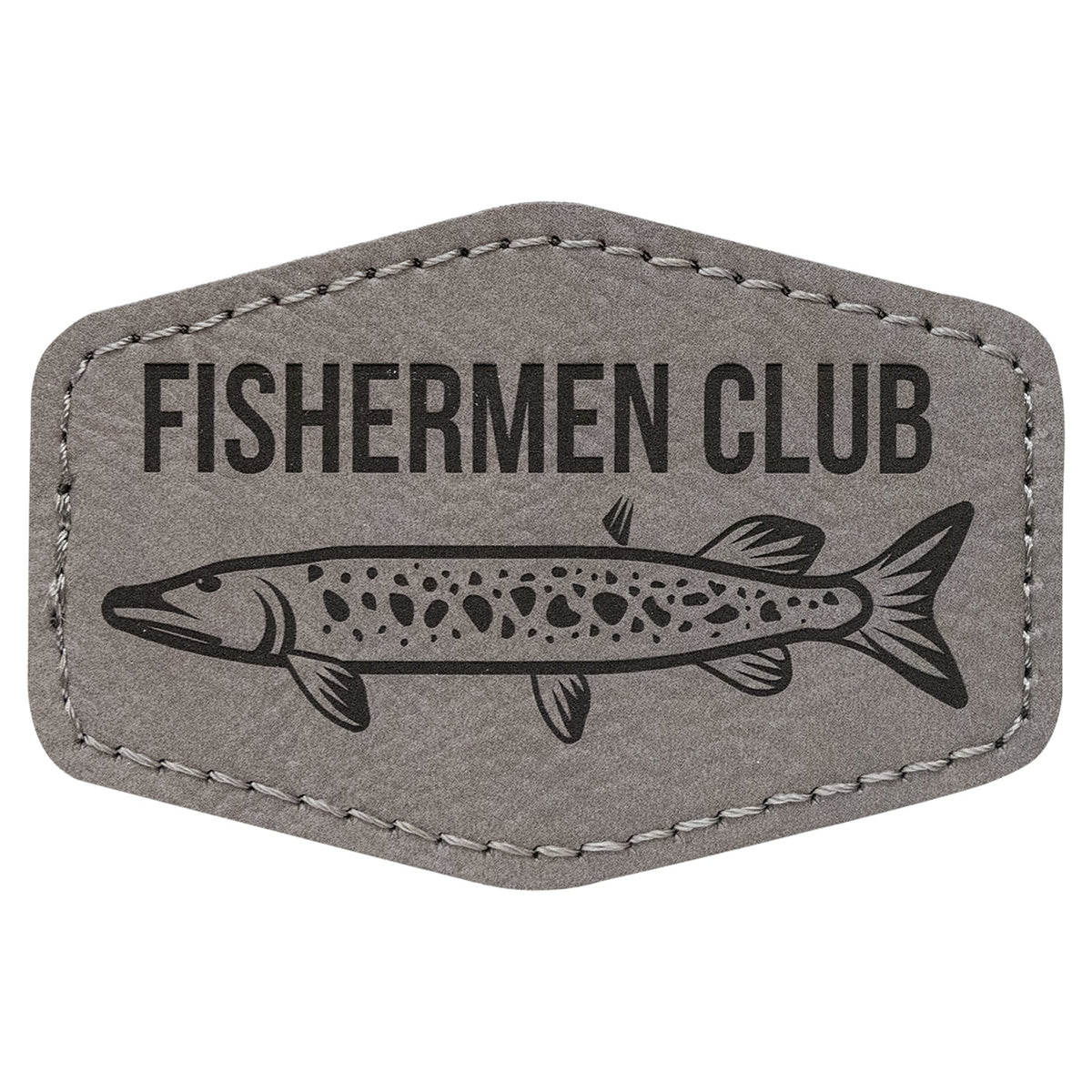 Engraved Hex Leatherette Patch with Kota Pro Adhesive - Gray / 3 x 2 in