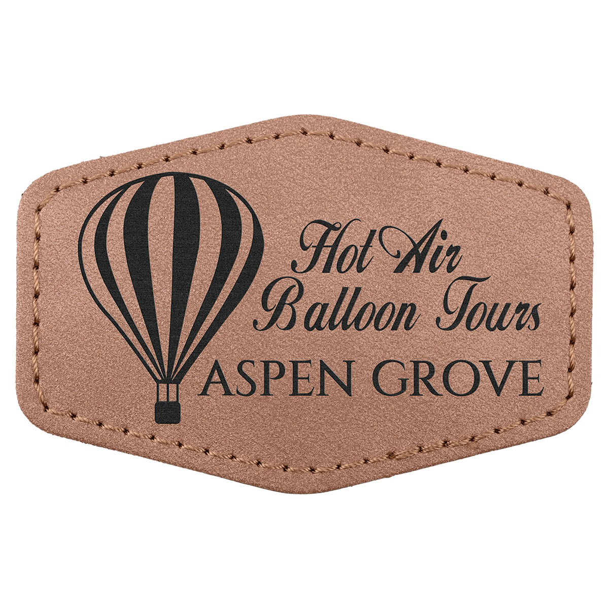 Engraved Creekside Hex Leatherette Patch with Kota Pro Adhesive - Blush / 3 x 2 in