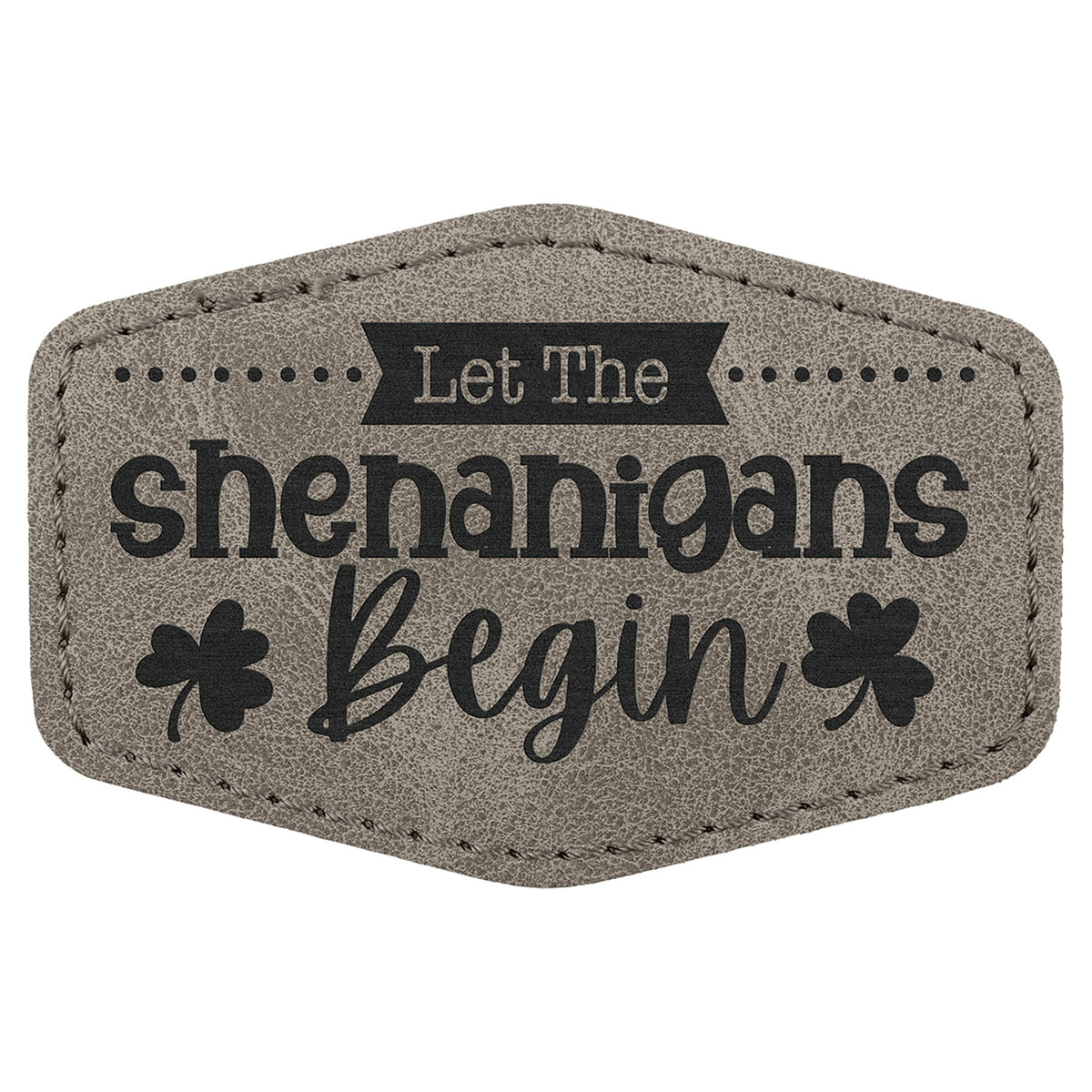 Engraved Creekside Hex Leatherette Patch with Kota Pro Adhesive - Gray / 3 x 2 in