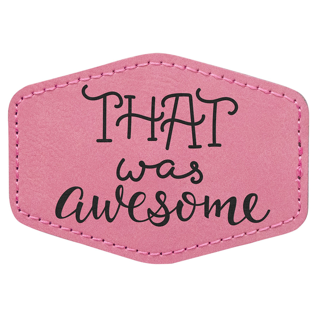 Engraved Hex Leatherette Patch with Kota Pro Adhesive - Pink / 3 1/2 x 2 1/2 in