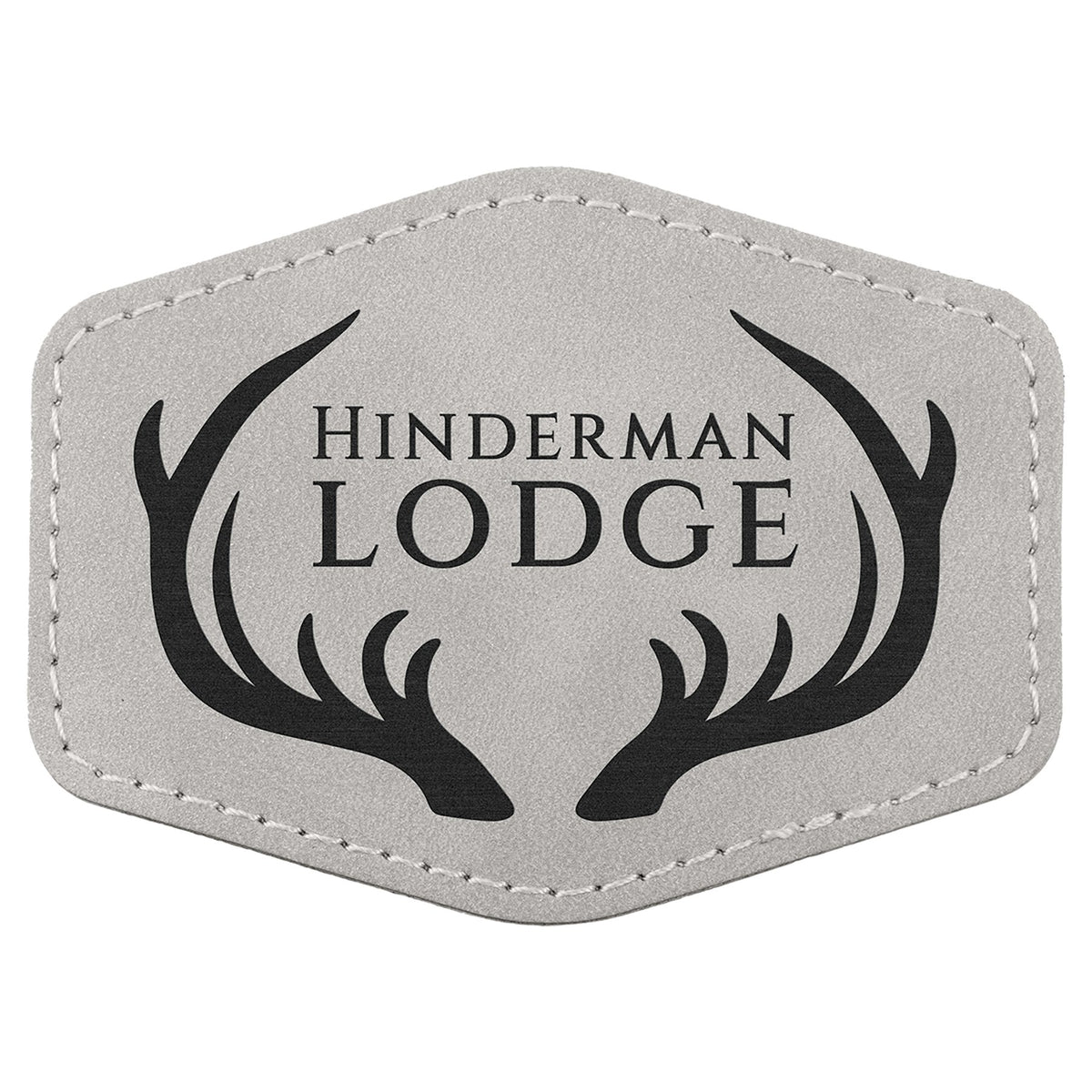 Engraved Creekside Hex Leatherette Patch with Kota Pro Adhesive - Light Gray / 3 1/2 x 2 1/2 in