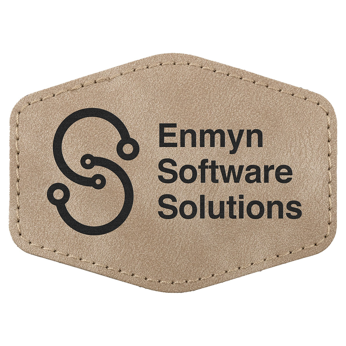 Engraved Creekside Hex Leatherette Patch with Kota Pro Adhesive - Light Tan / 3 1/2 x 2 1/2 in