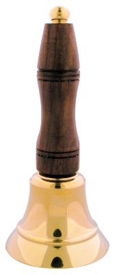 Engraved Brass School Bell with Wooden Handle - 5 1/2 in