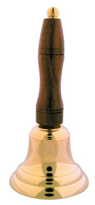 Engraved Brass School Bell with Wooden Handle - 6 1/2 in