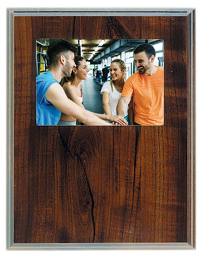 Engraved Cherry Finish Slide-In Frame Plaque - 7 x 9 in (5 x 3 1/2 window)
