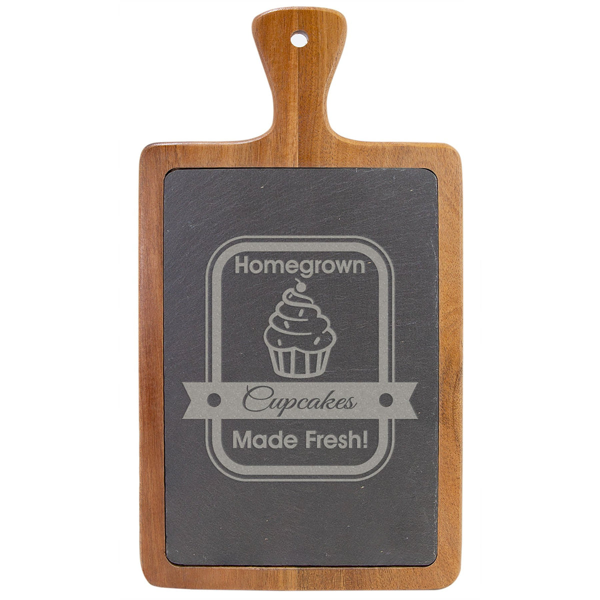 Engraved Acacia Wood and Slate Cutting Board - 13 1/4 x 7 in
