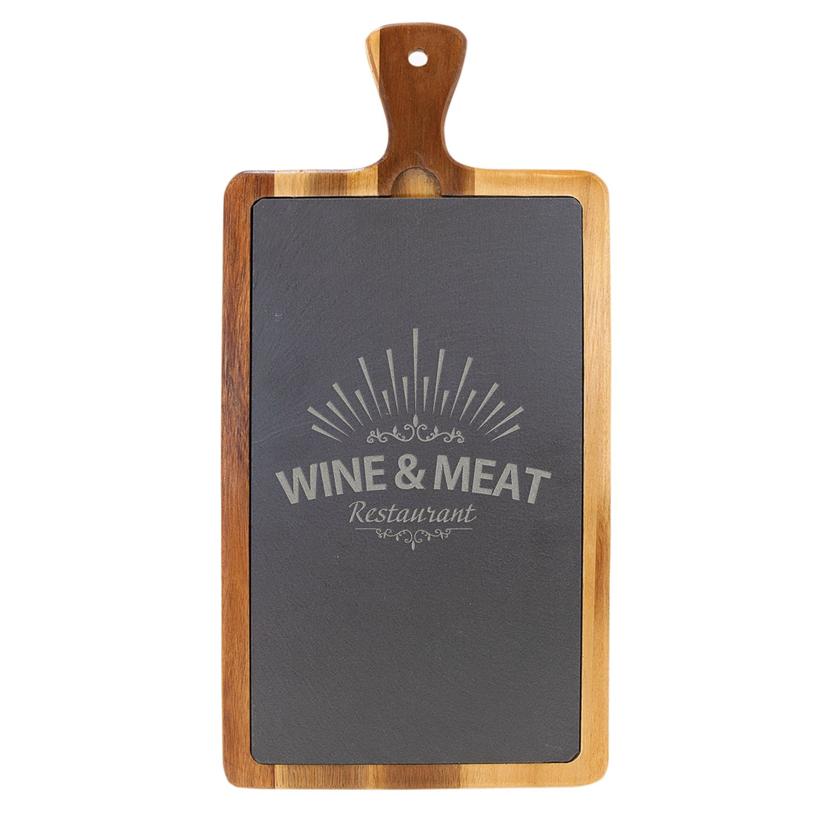 Engraved Acacia Wood and Slate Cutting Board - 16 x 7 3/4 in