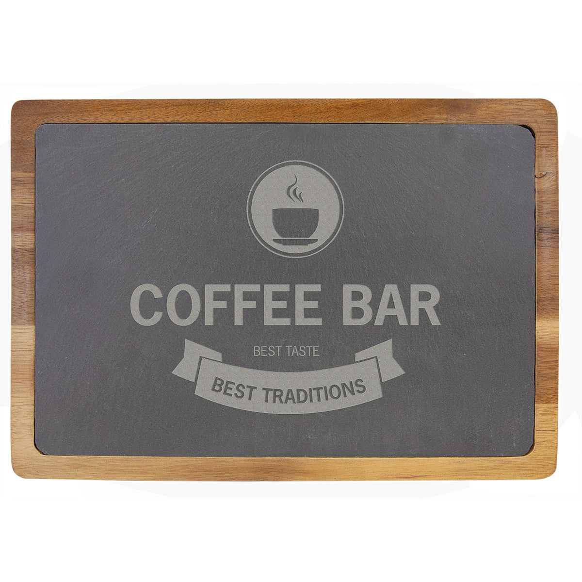 Engraved Acacia Wood and Slate Cutting Board - 13 x 9 in