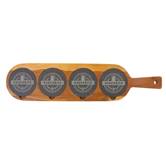 Engraved Acacia Wood and Slate Serving Board