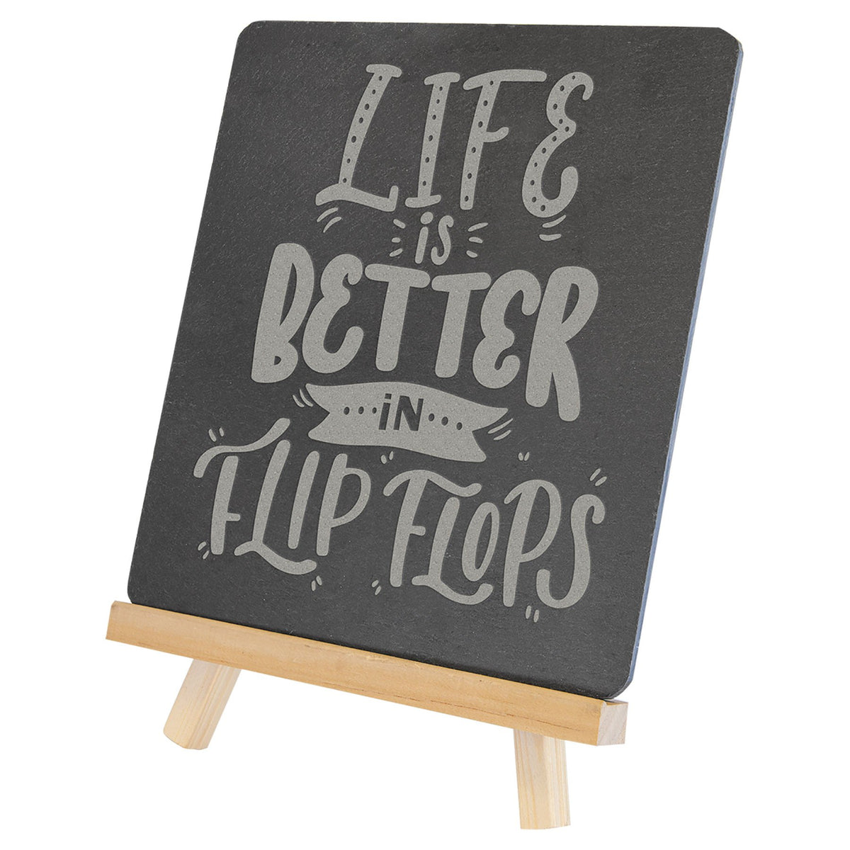 Engraved Wood and Slate Easel - 6 3/4 x 7 3/4 in