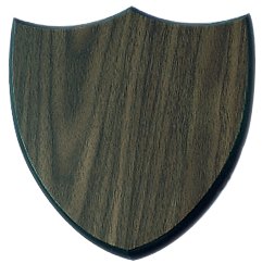 Engraved Walnut Finish Shield Plaque - 7 1/8 x 7 5/8 in