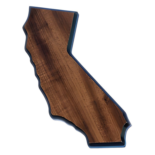 Engraved Walnut Finish Black Edge California State Plaque - 5 1/2 x 13 in