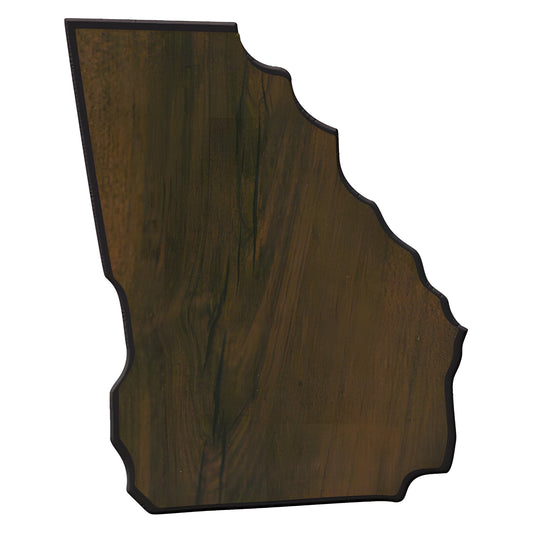 Engraved Walnut Finish Black Edge Georgia State Plaque - 6 1/2 x 9 in