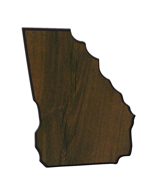 Engraved Walnut Finish Black Edge Georgia State Plaque - 6 1/2 x 9 in