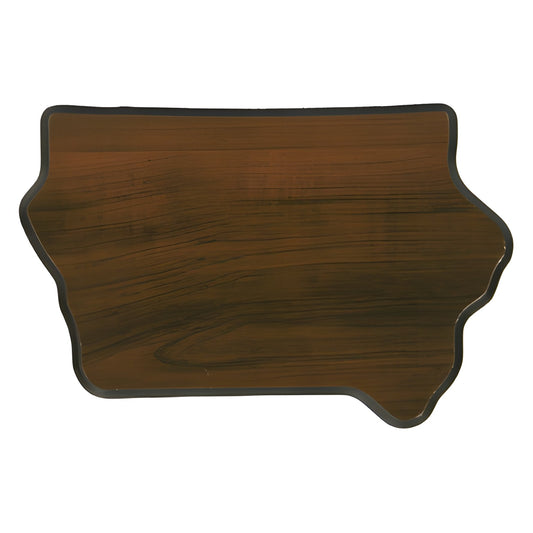 Engraved Walnut Finish Black Edge Iowa State Plaque - 4 3/4 x 7 1/2 in
