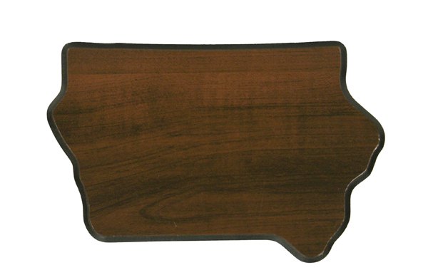 Engraved Walnut Finish Black Edge Iowa State Plaque - 6 x 8 3/4 in