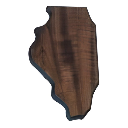 Engraved Walnut Finish Black Edge Illinois State Plaque