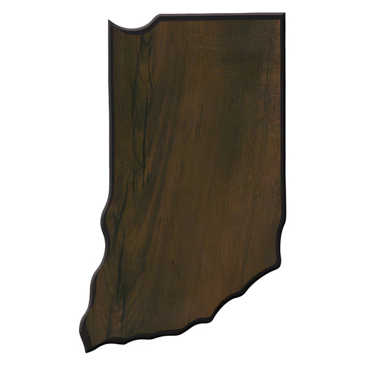 Engraved Walnut Finish Black Edge Indiana State Plaque - 6 1/2 x 10 3/4 in