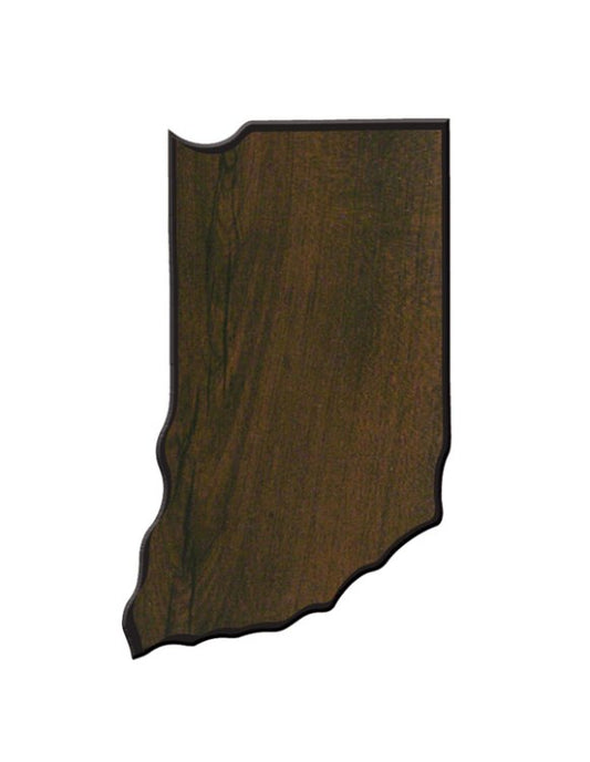 Engraved Walnut Finish Black Edge Indiana State Plaque - 6 1/2 x 10 3/4 in