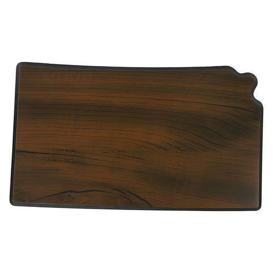 Engraved Walnut Finish Black Edge Kansas State Plaque - 6 x 10 1/4 in