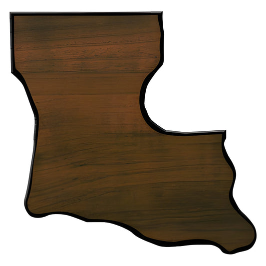 Engraved Walnut Finish Black Edge Louisiana State Plaque - 8 1/2 x 9 1/2 in