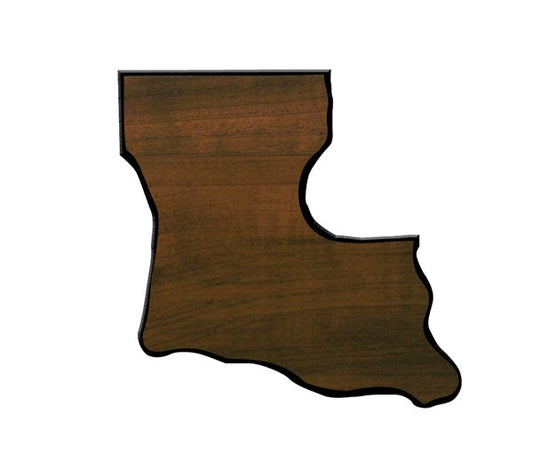 Engraved Walnut Finish Black Edge Louisiana State Plaque - 8 1/2 x 9 1/2 in