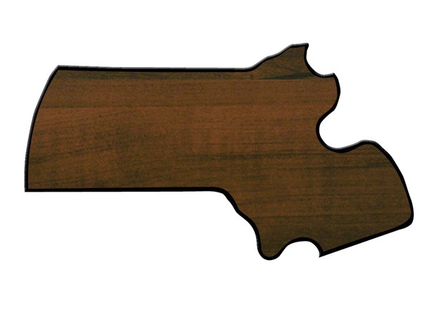 Engraved Walnut Finish Black Edge Massachusetts State Plaque