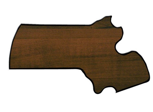 Engraved Walnut Finish Black Edge Massachusetts State Plaque