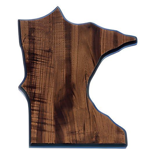 Engraved Walnut Finish Black Edge Minnesota State Plaque