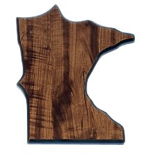 Engraved Walnut Finish Black Edge Minnesota State Plaque - 5 x 7 in
