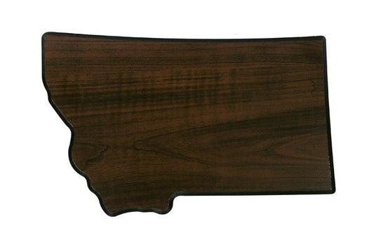 Engraved Walnut Finish Black Edge Montana State Plaque - 6 1/4 x 10 in