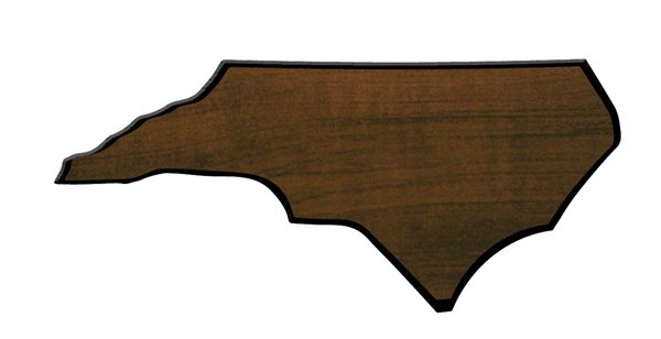 Engraved Walnut Finish Black Edge North Carolina State Plaque - 4 1/2 x 11 1/2 in